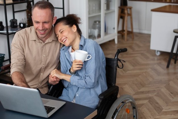 Smiling couple at home