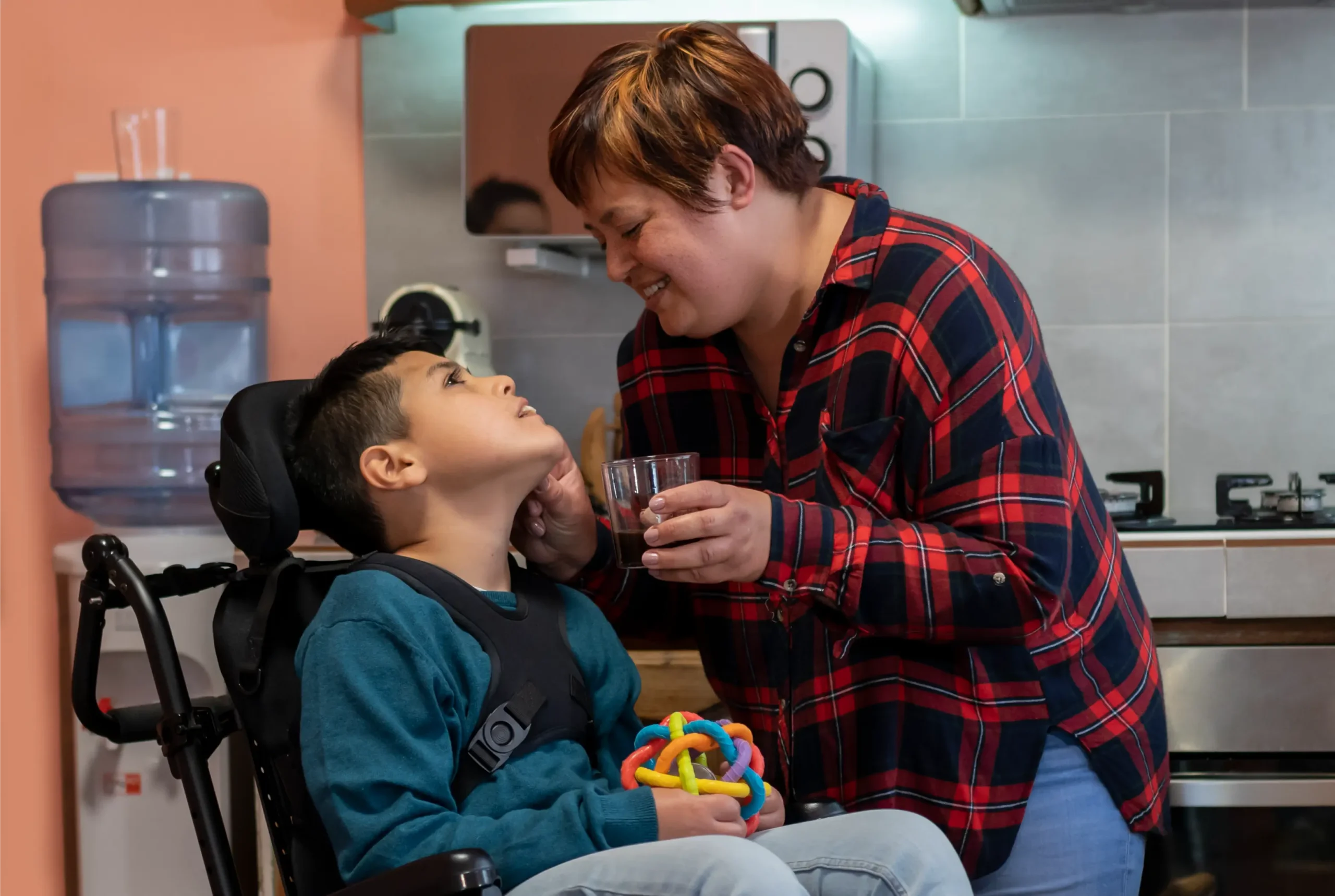 Support worker helping a participant at home
