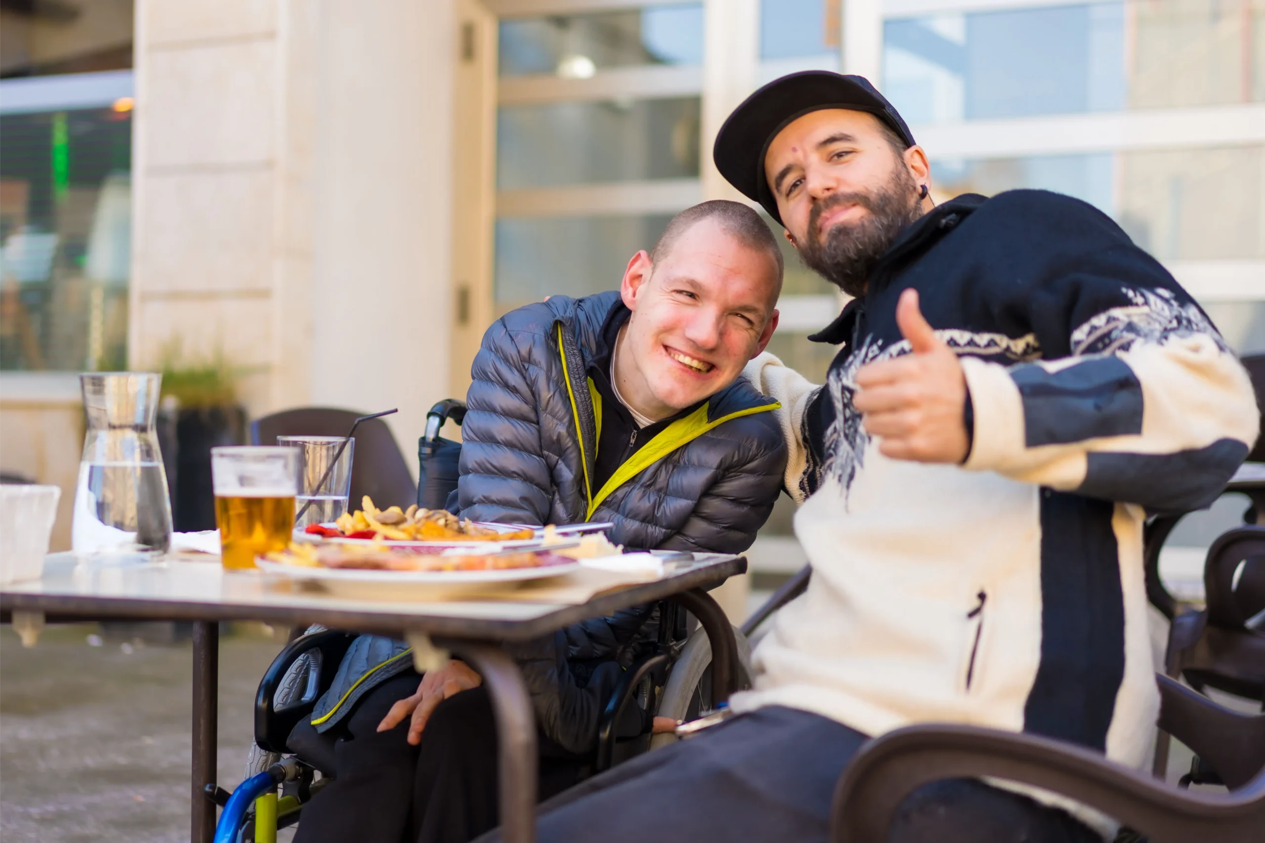 Friends sharing a meal in the community